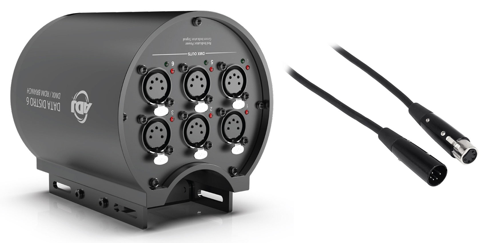 American DJ Data Distro 6-Way DMX/RDM Data Splitter 5-Pin w/Mount Straps+Cable