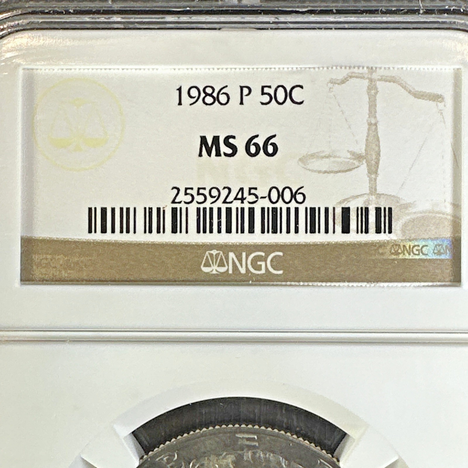 1986 P KENNEDY Half Dollar * NGC MS66 * UNCIRCULATED * Brown Label *