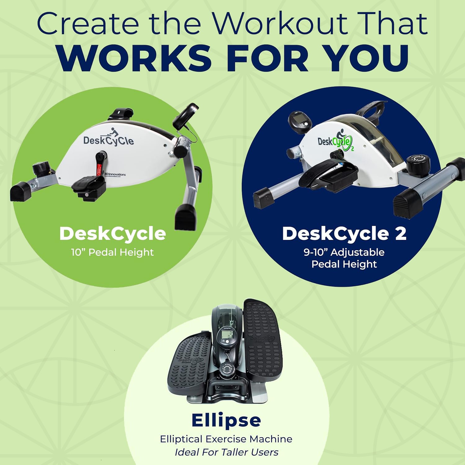 DeskCycle White Ellipse Leg Exerciser - Under Desk Elliptical Machine