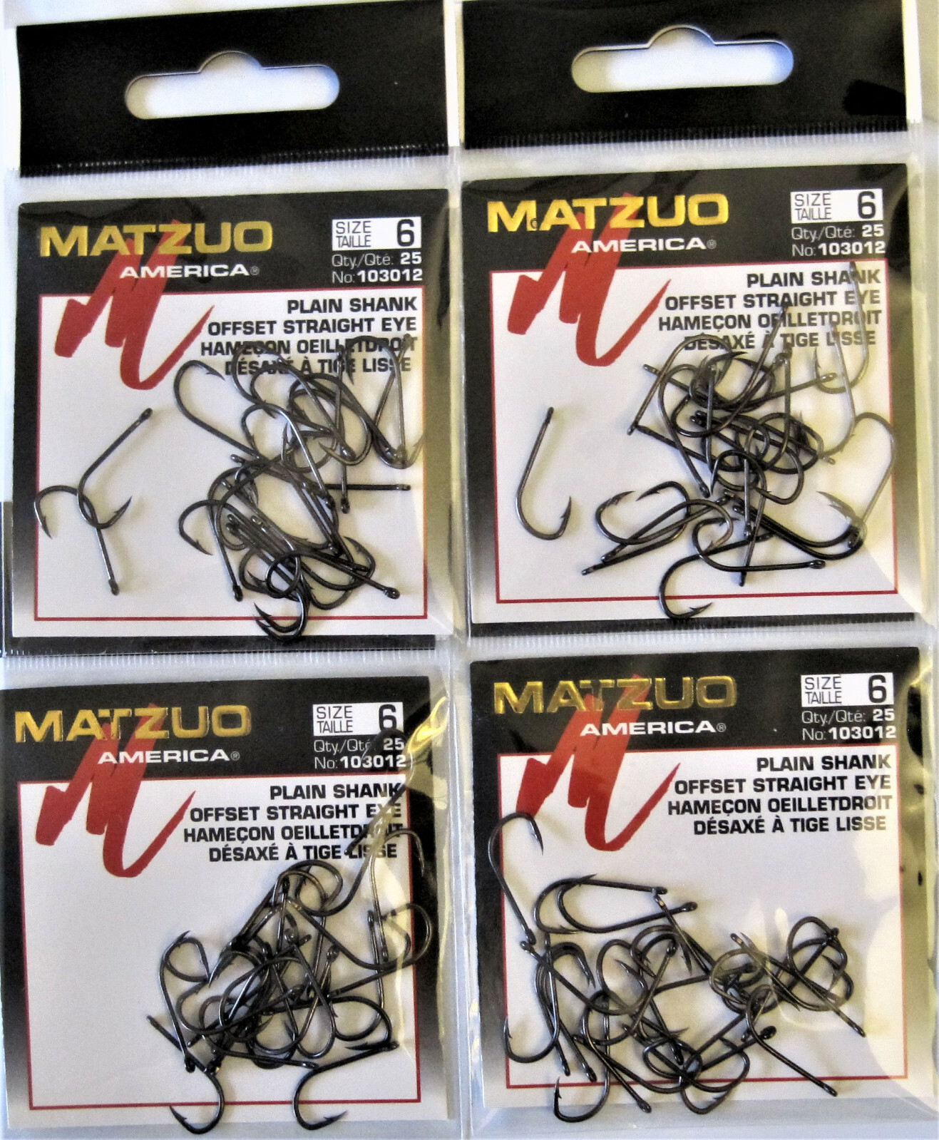 100 Matzuo Fishing 103012 Black Chrome Plain Shank Offset Fish Hooks Size 6