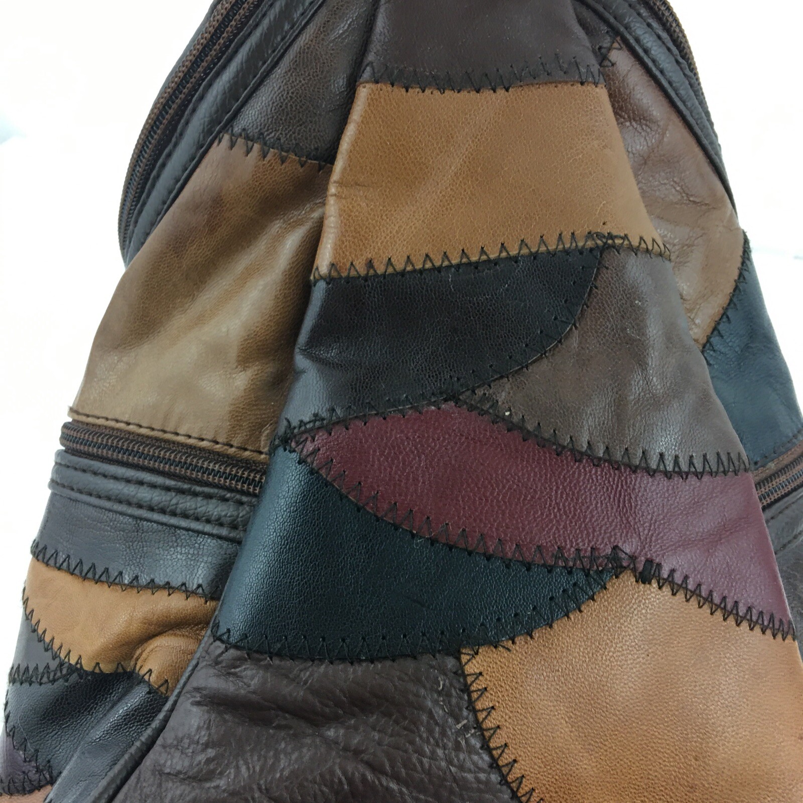Peru Machu Picchu Leather Patch Work Adjustable Straps Backpack Purse