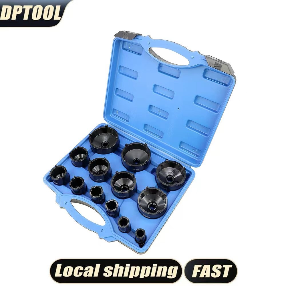 13pc Spindle Nut Socket Set 1/2” Drive KM Groove Locknut Hub Removal Tool Kit