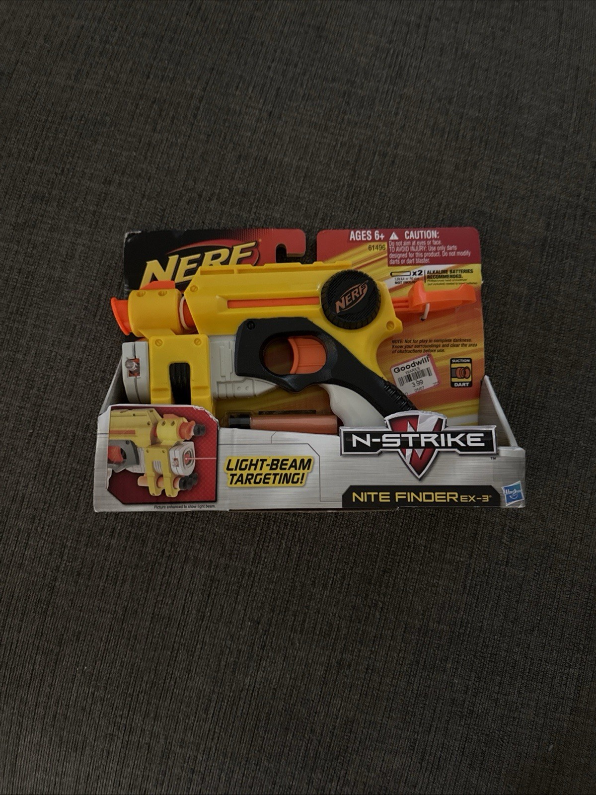 Nerf N-Strike Nite Finder EX-3 Gun Dart Shooter Light Beam Blaster Shoots Darts