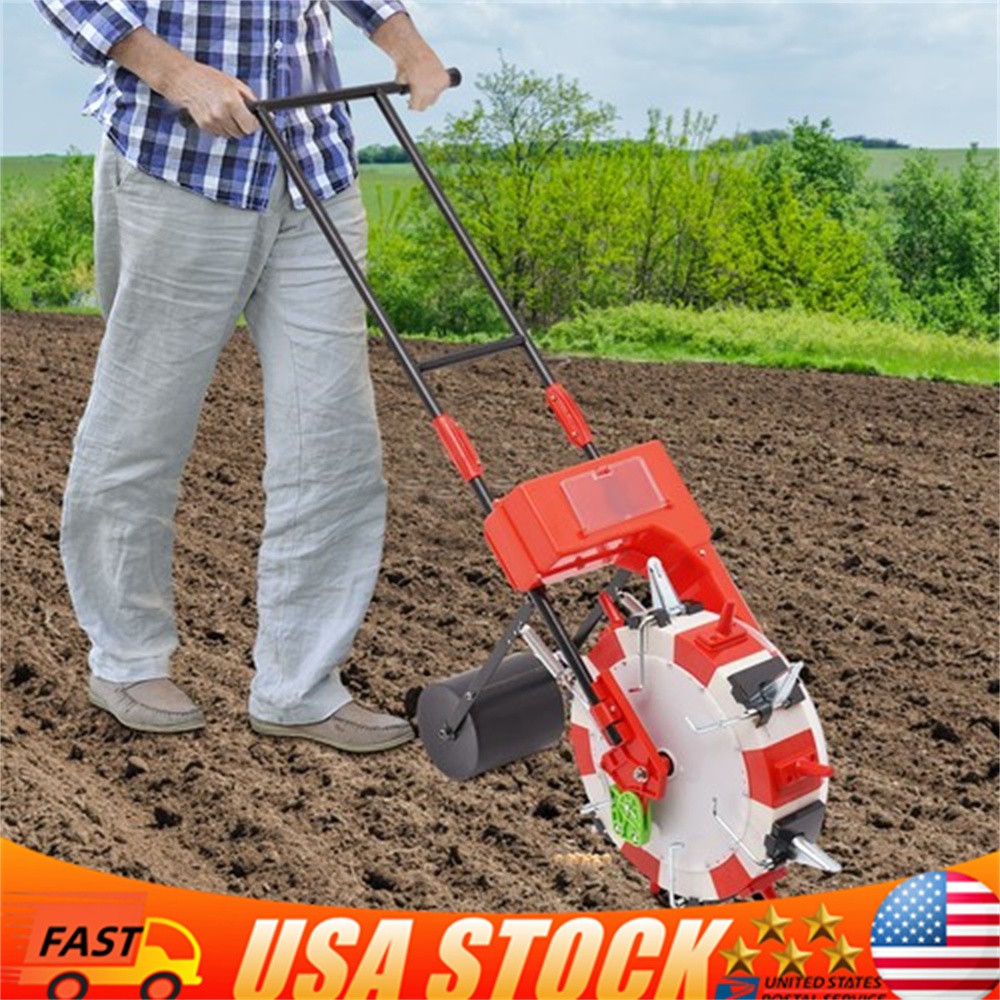 Garden Manual Seeder Hand-Push Row Planter Sowing Vegetable Seeds Tool Red NEW