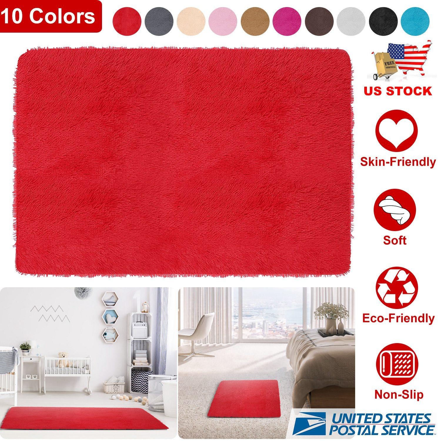 Fluffy Bedroom Rug 4’ x 2.6’ Anti-Skid Shaggy Area Rug Decorative Floor Carpet