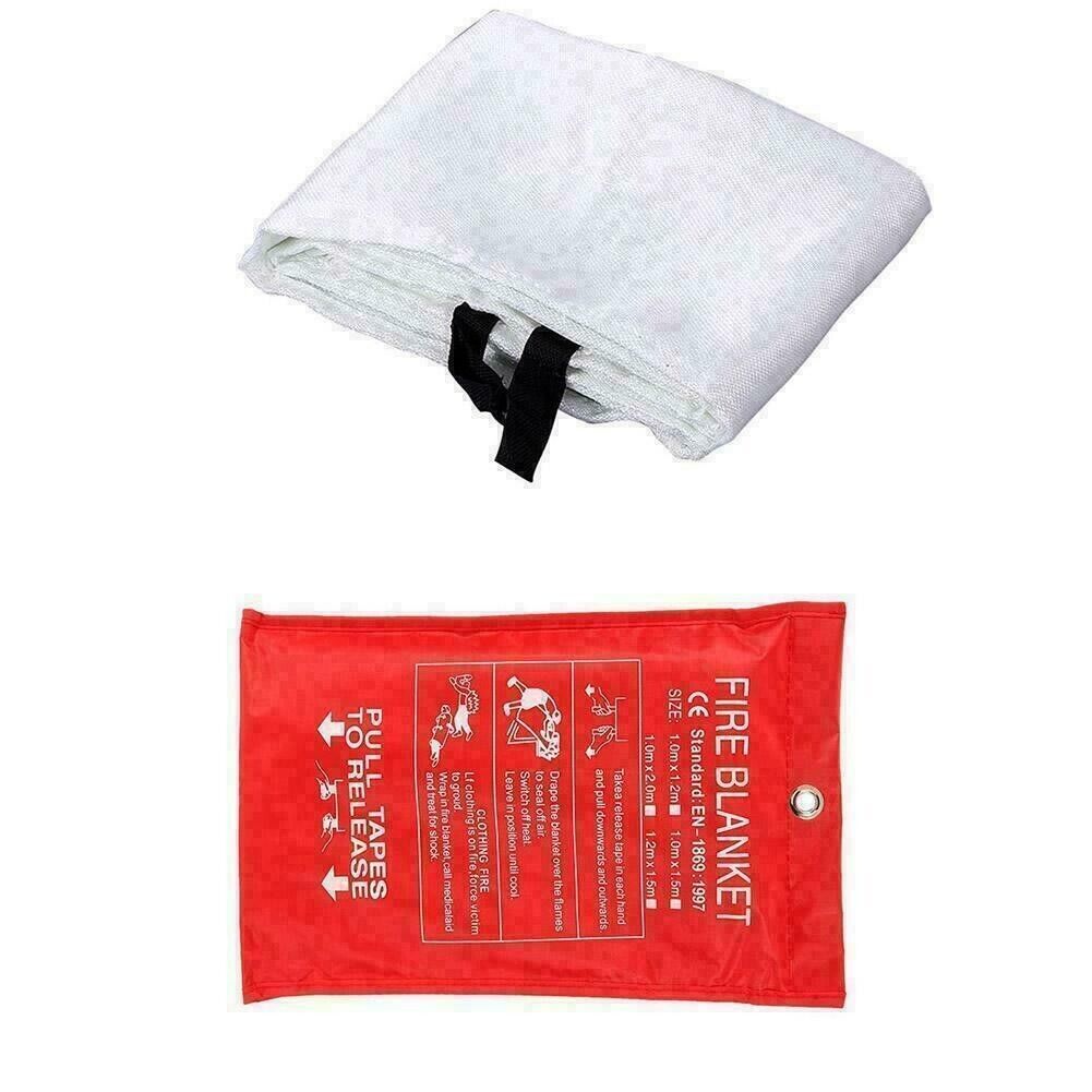 2PCLarge Fire Blanket Fireproof For Home Kitchen Office Caravan Emergency Safety