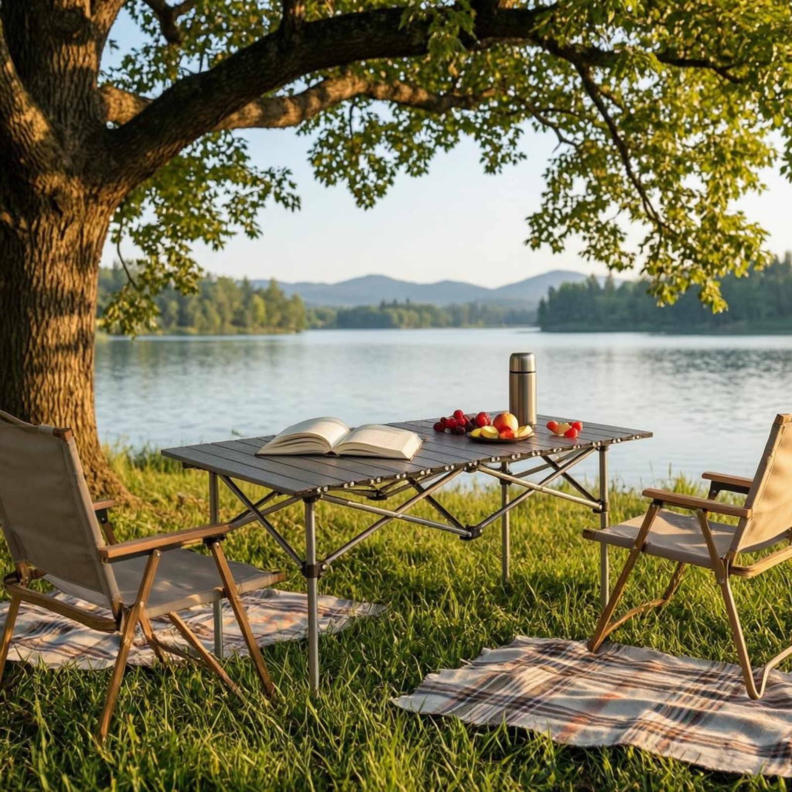 Folding Camping Table Matte Finish Portable Camping Table Cross-Braced