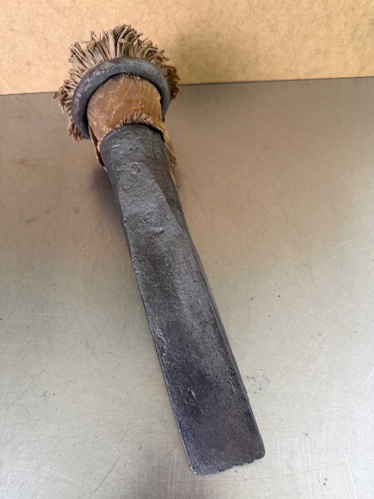 Vtg. LOGGING GLUT Wood Splitting Socket Wedge Chisel Wood Handle Lumberjack