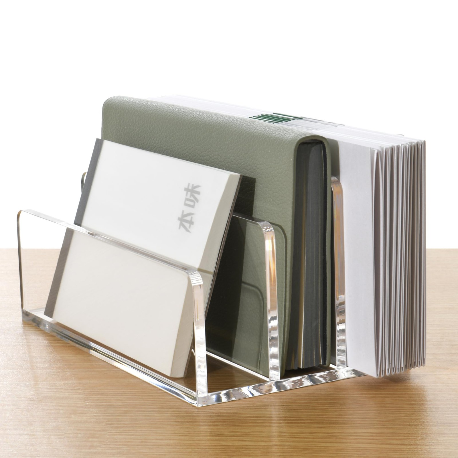3 Compartments Clear Acrylic Mail Holder – Vertical Letter Sorter & Multifunc...