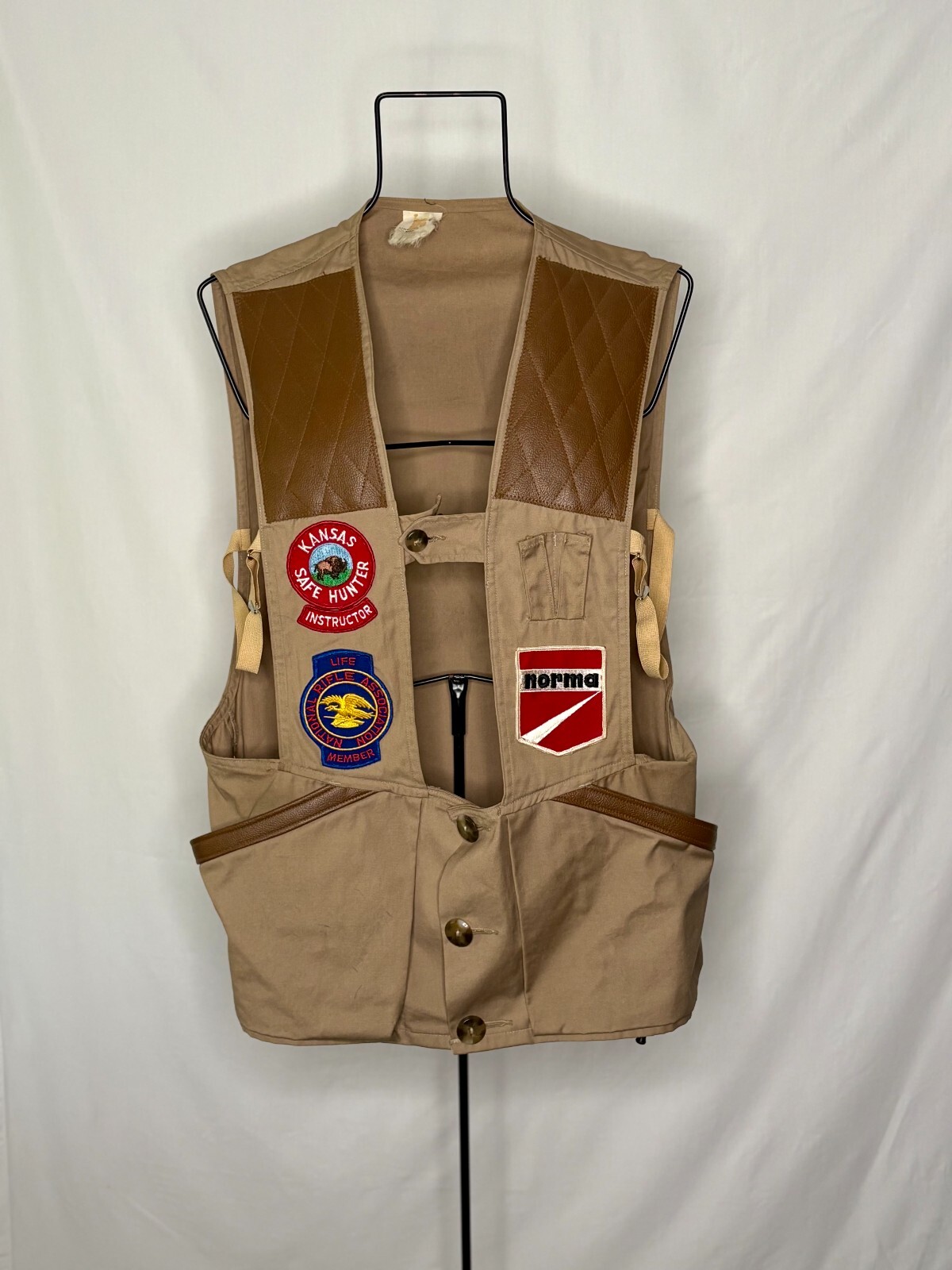 Vintage Shooting Vest NRA Patches Hunting Rifle Kansas Norma Ammunition