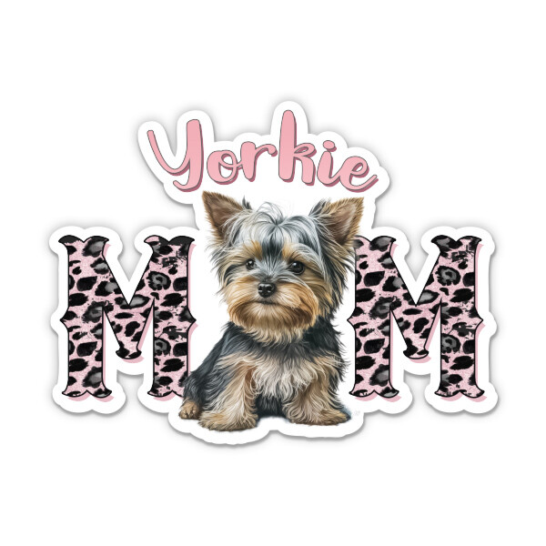 Yorkie Mom Dog Mom Vinyl Sticker  - for Water Bottle Phone Car Laptop