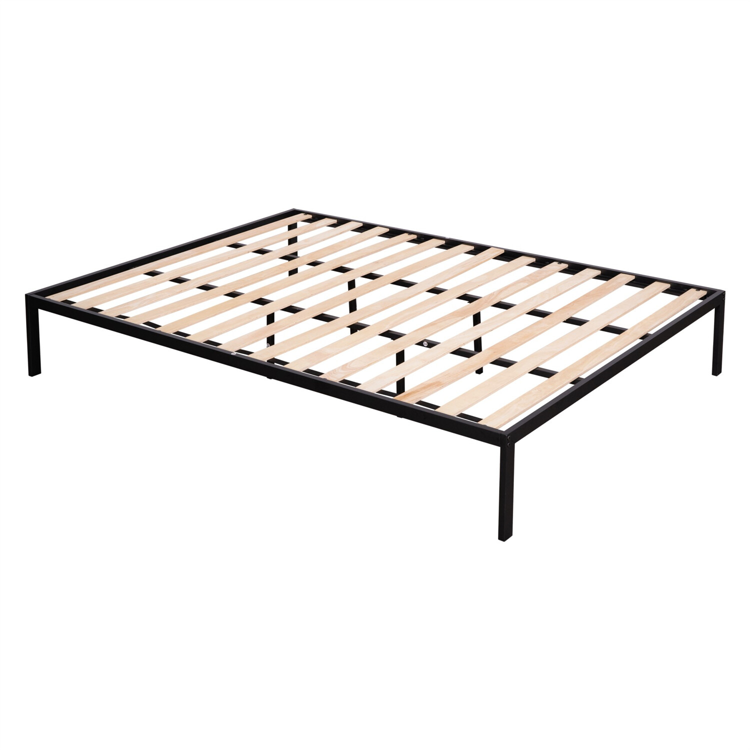 Twin Over Full Bunk Bed Metal Bed Frame with Storage Shelves Black US