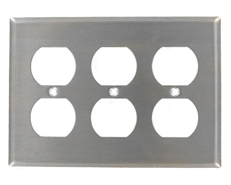5 pc Standard Duplex 3-Gang Stainless Steel Brushed Nickel Finish Wall Plate