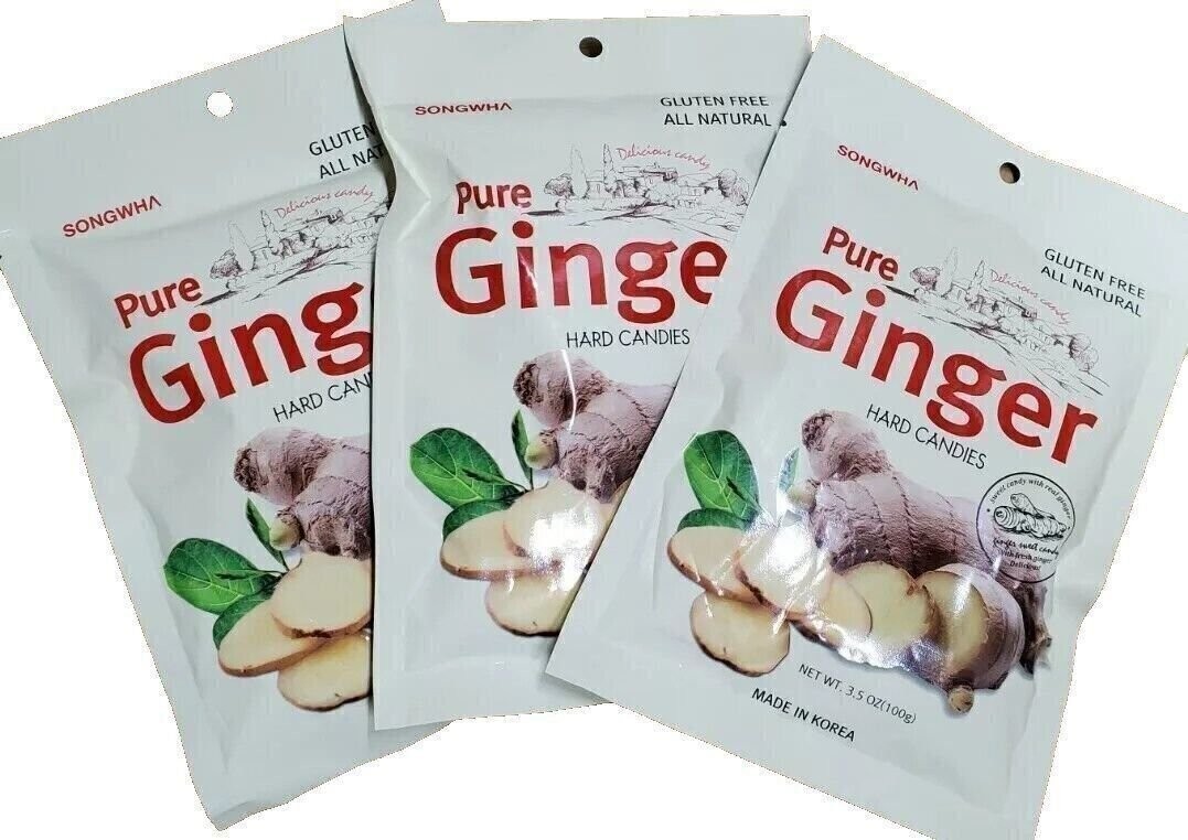 PURE Ginger Hard Candy by Songhwa_Product of Korea (3 Bags)