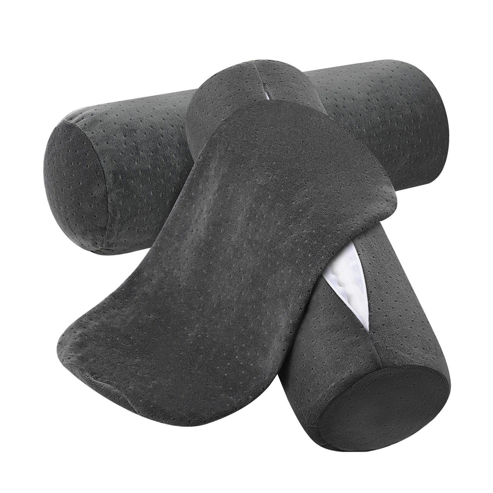 Remerry 2 Pcs 18 x 6 Inches Velvet Neck Roll Pillow Cover with Zipper, Soft B...