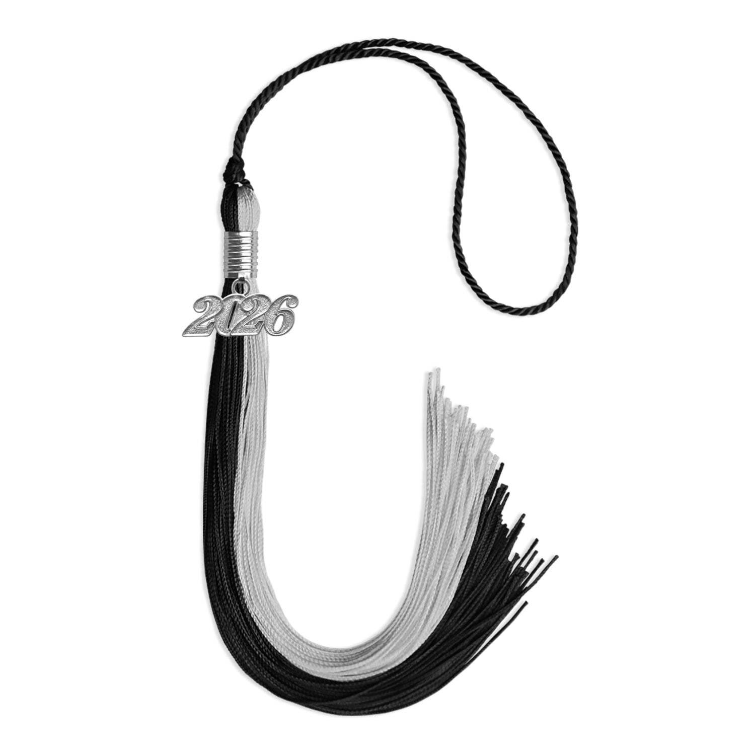 Endea Graduation Black/Silver Tassel with Silver Date Drop