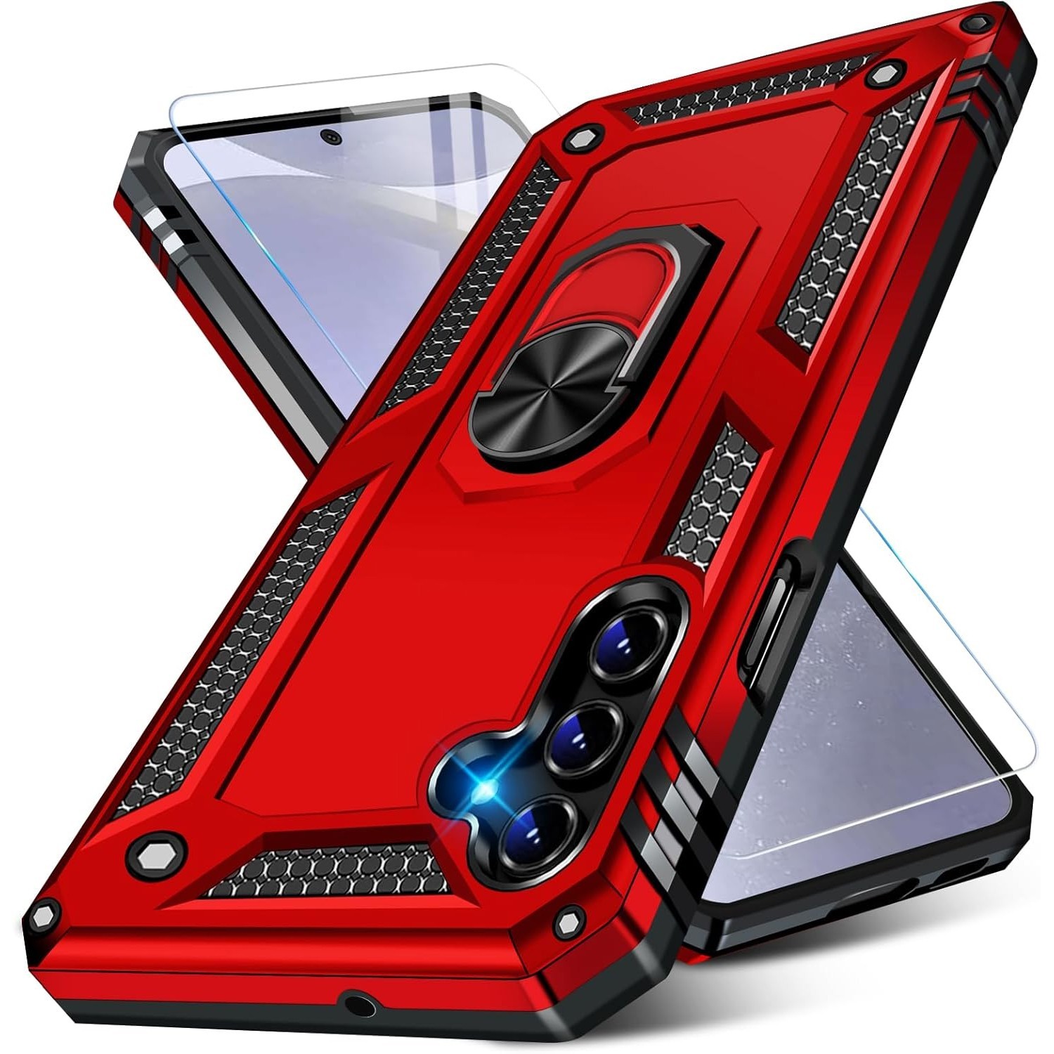 For Samsung Galaxy S25 FE Case Phone Cover Ring Stand Shockproof +Tempered Glass
