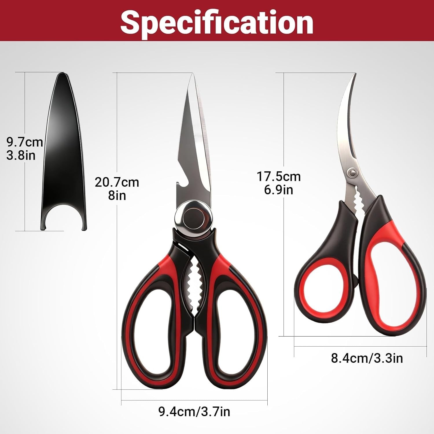 Professional Grade Kitchen Shears & Seafood Scissors - Sharp & Durable Set of 2