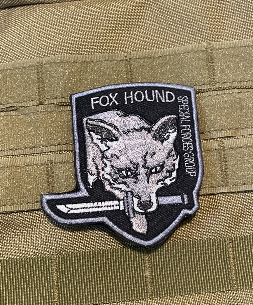 FOX HOUND Special Force Metal Gear Solid Tactical Patch Hook Large MGS Gray