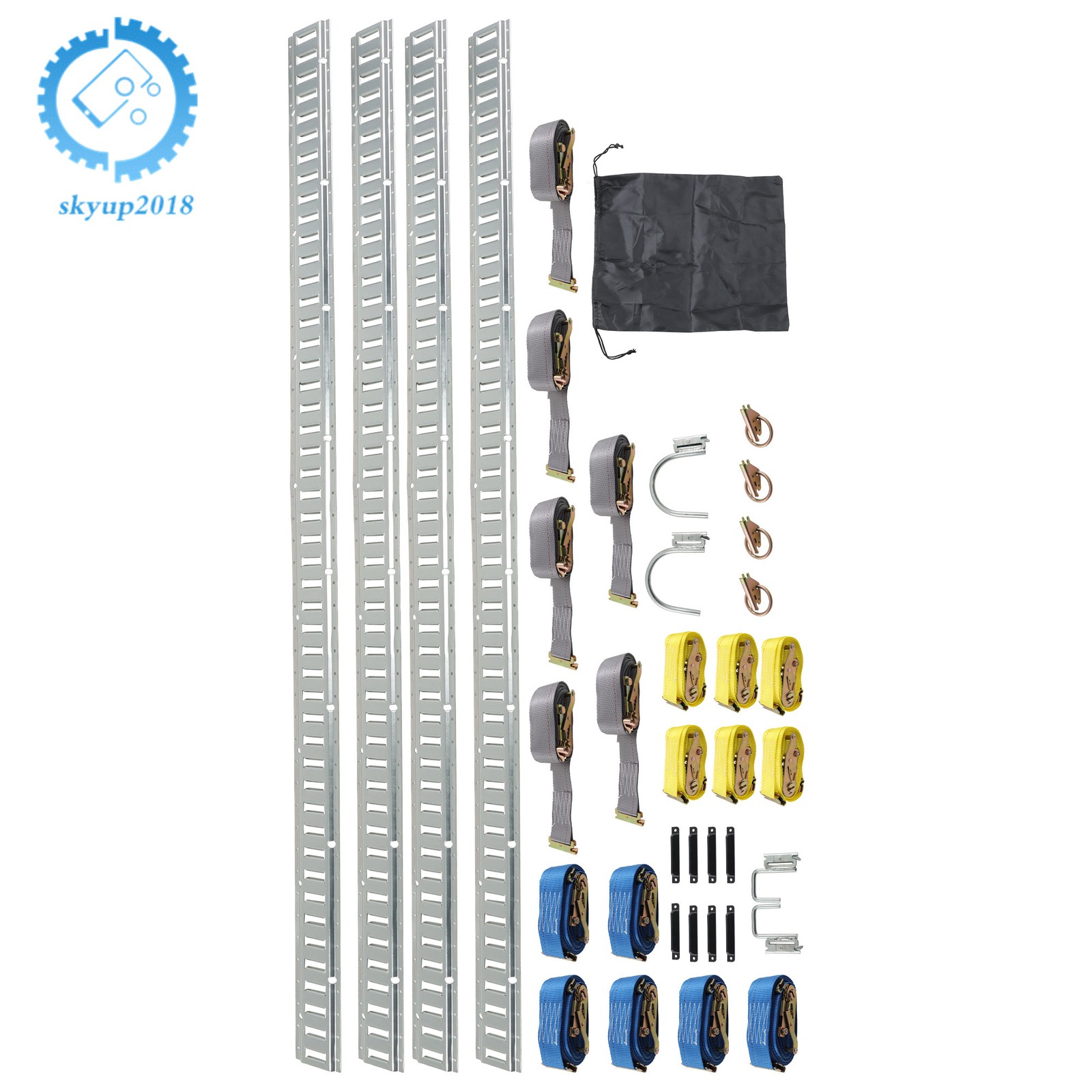 Silver 37 Pack 8 Foot E Track Rails Zinc Plated Steel For Cargo Trailer Tie Down