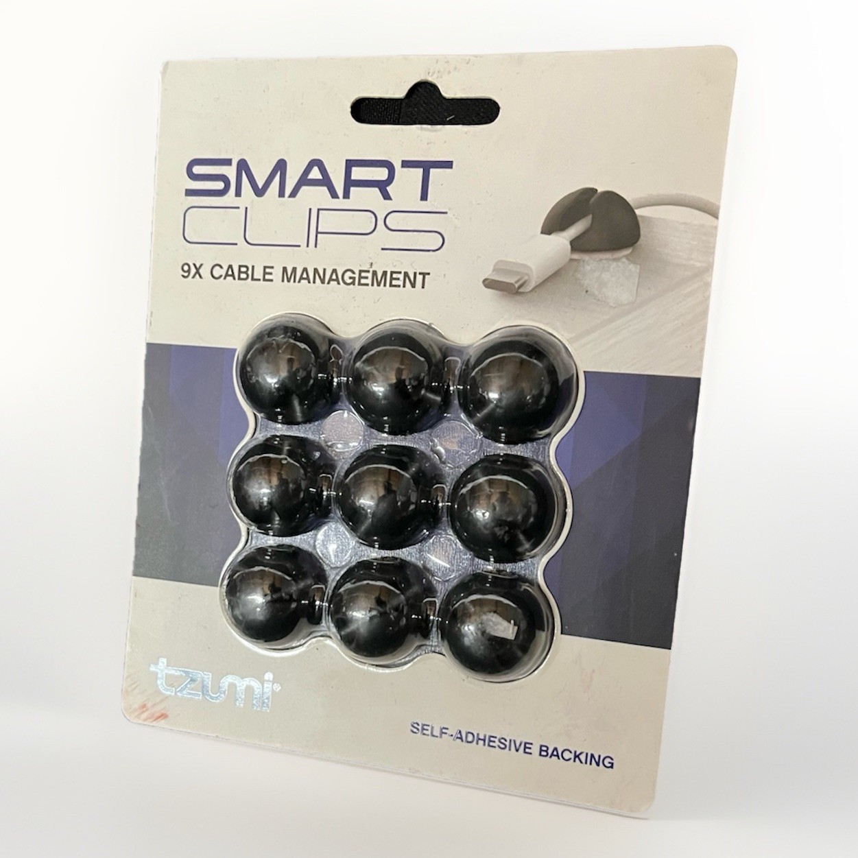 Tzumi Smart Clips Cable Management Mini 9-Pack Cable Clips Set New Sealed