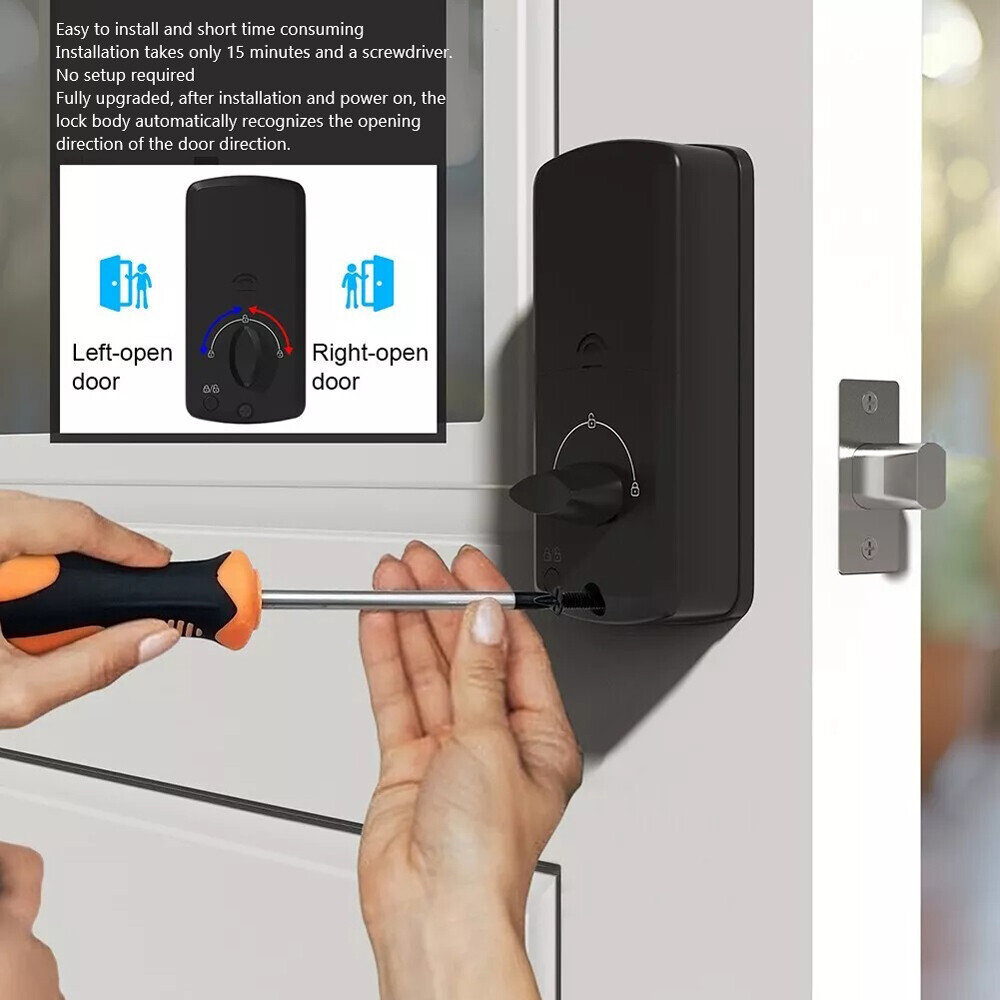 Waterproof Electronic Door Lock APP Unlock w/Keys Tuya Smart Fingerprint Lock