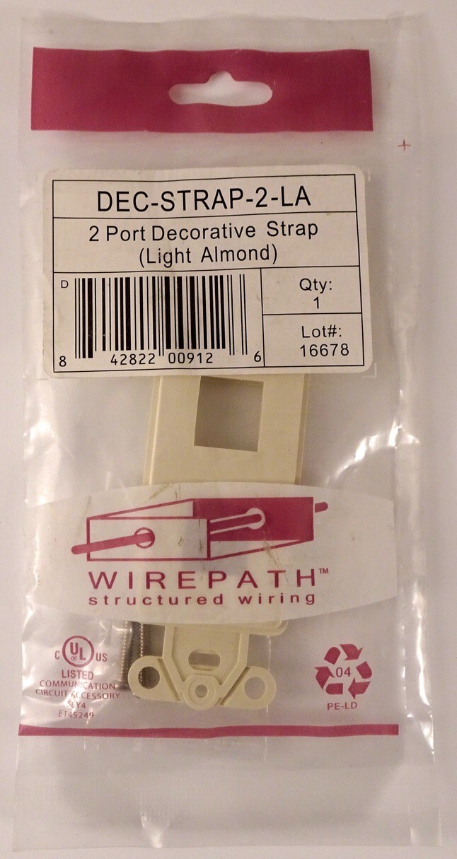 Wirepath DEC-STRAP-2-LA, 2 Port Decorative Strap In Light Almond, NEW
