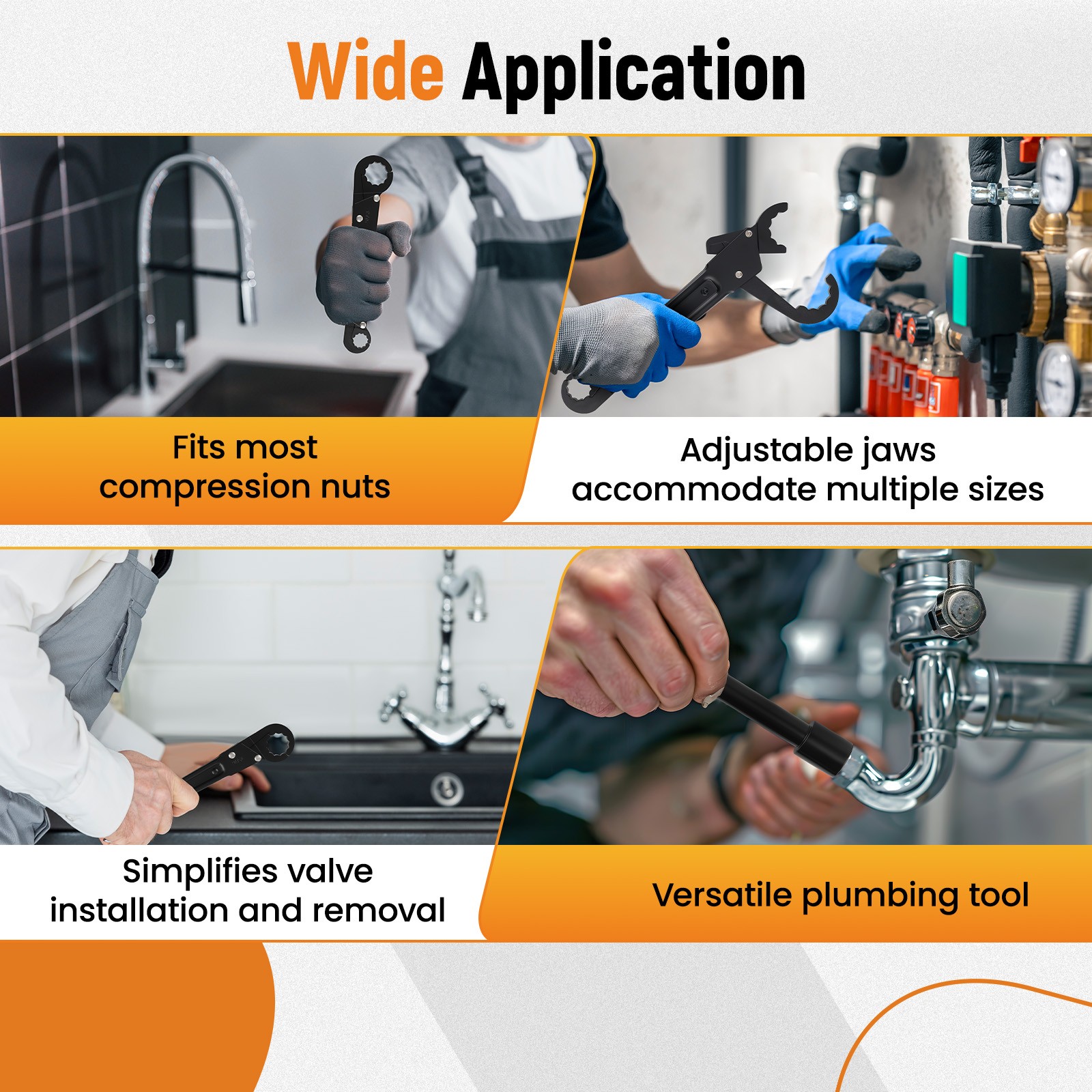 Plumbing Tools Angle Stop Angle-on Wrench Kit for Profession Plumber Wrench Kit