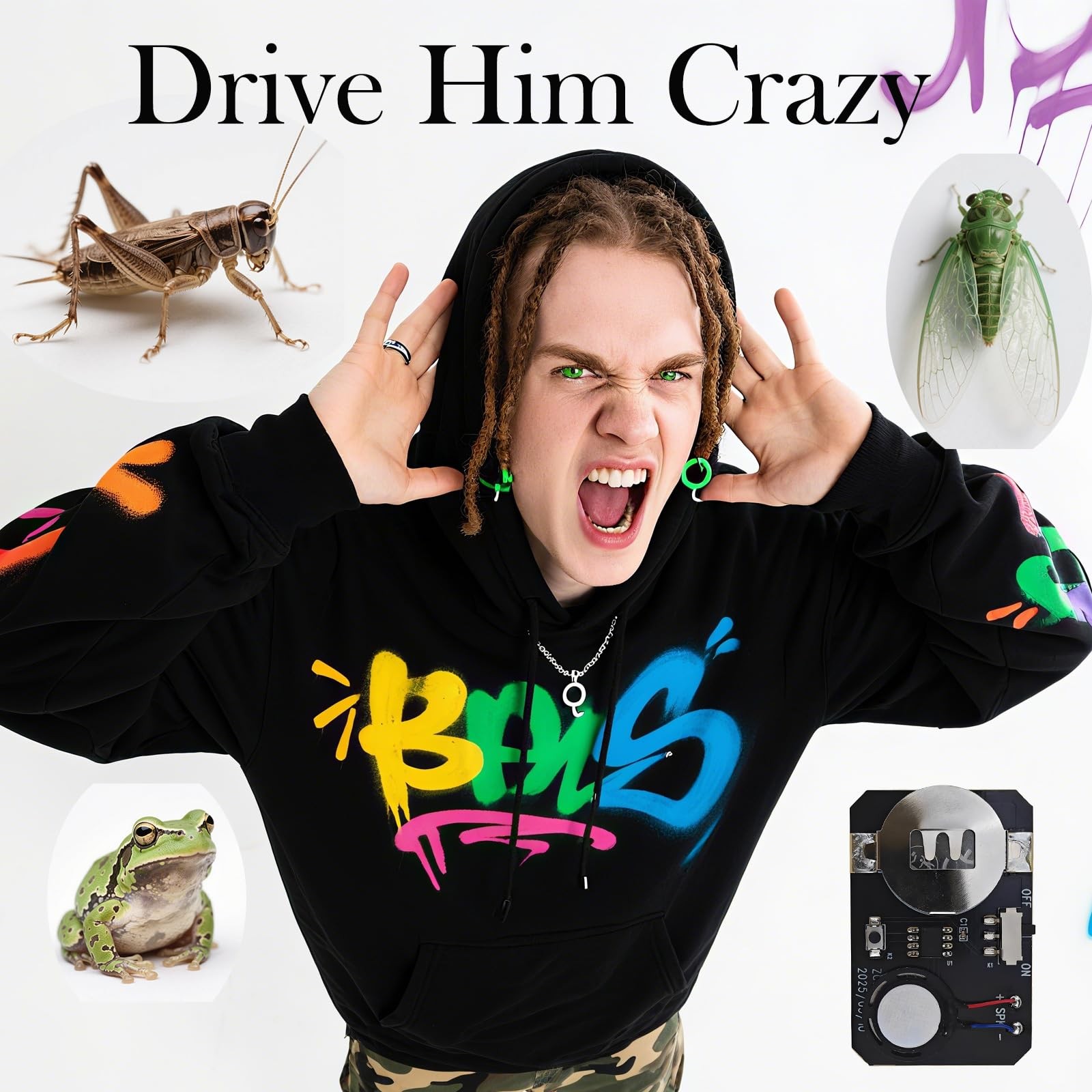 Electronic Cricket Noise Maker Prank (6 Pcs),Sound Makers Device Kit with Mou...