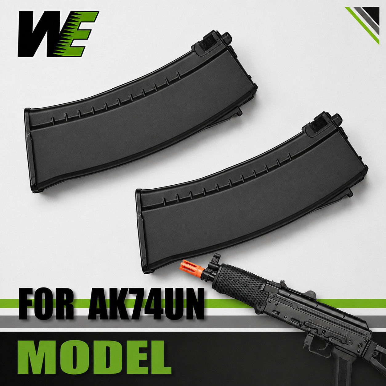 WE Green Gas Mag, For 74UN Style 6mm BBS, 30 round Magazine Refill Pack (2 Pcs)
