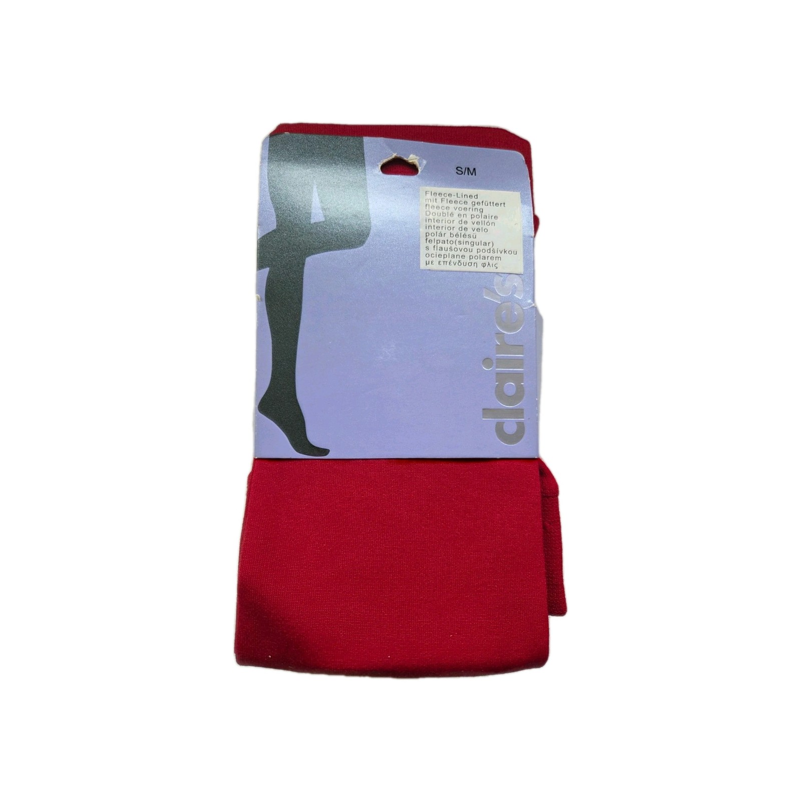 Pair of Red Fleece-lined Tights From Claire's Size Small / Medium