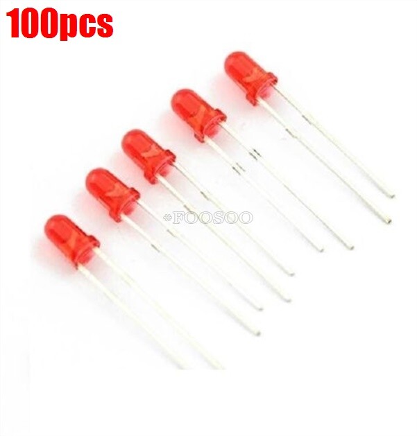 100Pcs Diffused Led 3Mm Red Color Red Light Super Bright rx