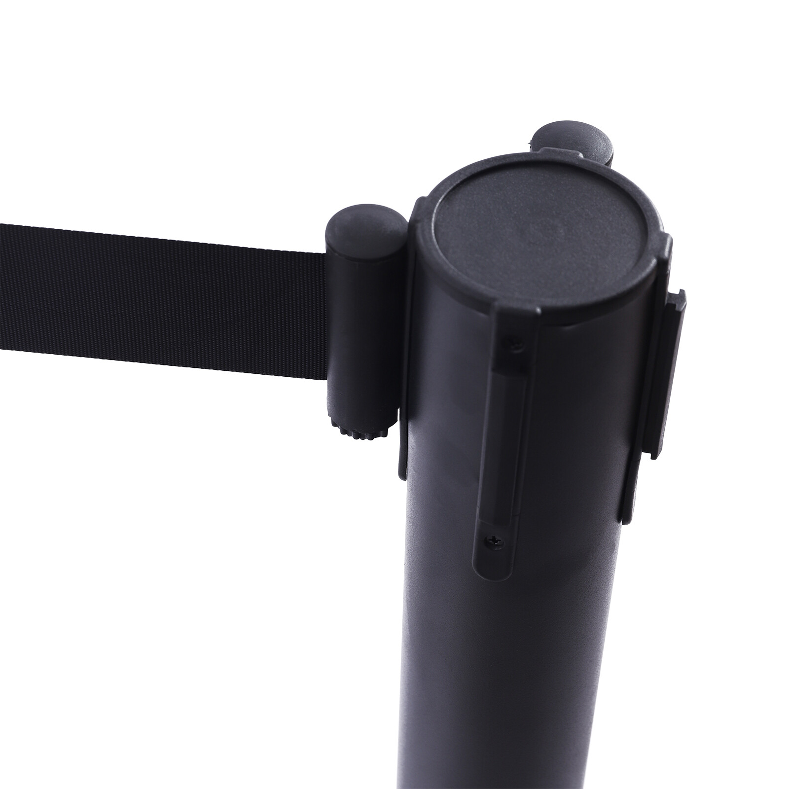4Pcs Crowd Control Barrier Queue Poles Black Retractable Belt Stanchion Posts