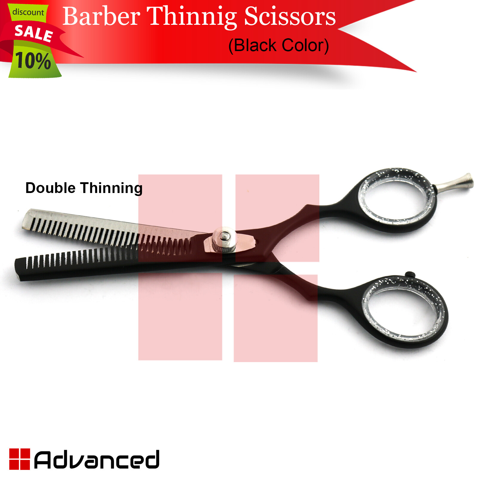 Black Double Thinning Scissors 6" Salon Stylist Texture Shears Hair Razor Sharp
