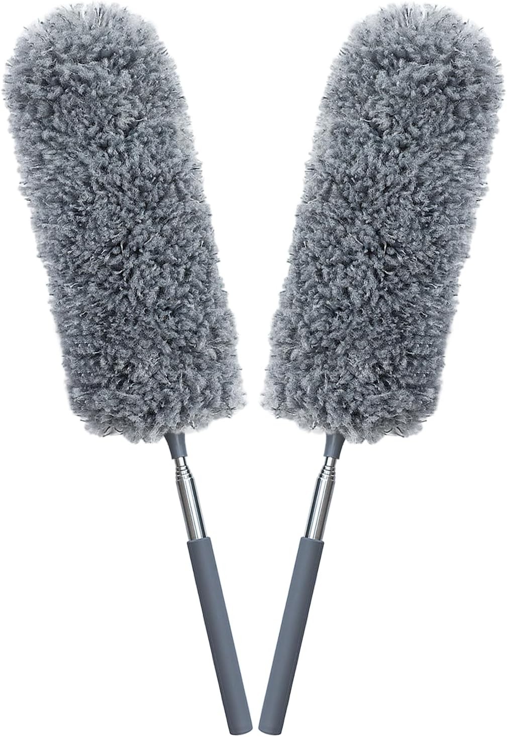 2 Pack Mini Microfiber Feather Duster for Cleaning, with Extendable Pole, Hand W