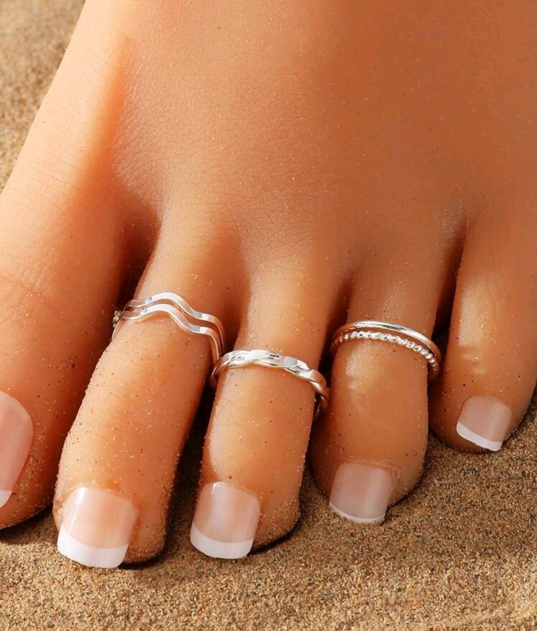 Set Of 3 Sterling Silver Plate TOE RINGS  Beautiful Gift Summer Vibes Free Ship