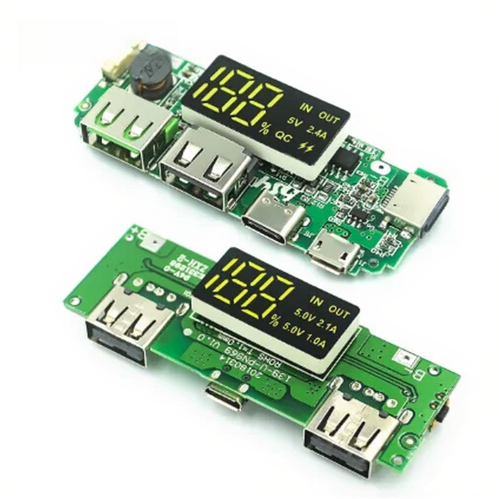Lithium Power Bank Core Module with LED Display Dual USB 5V Output 67mm x 25mm