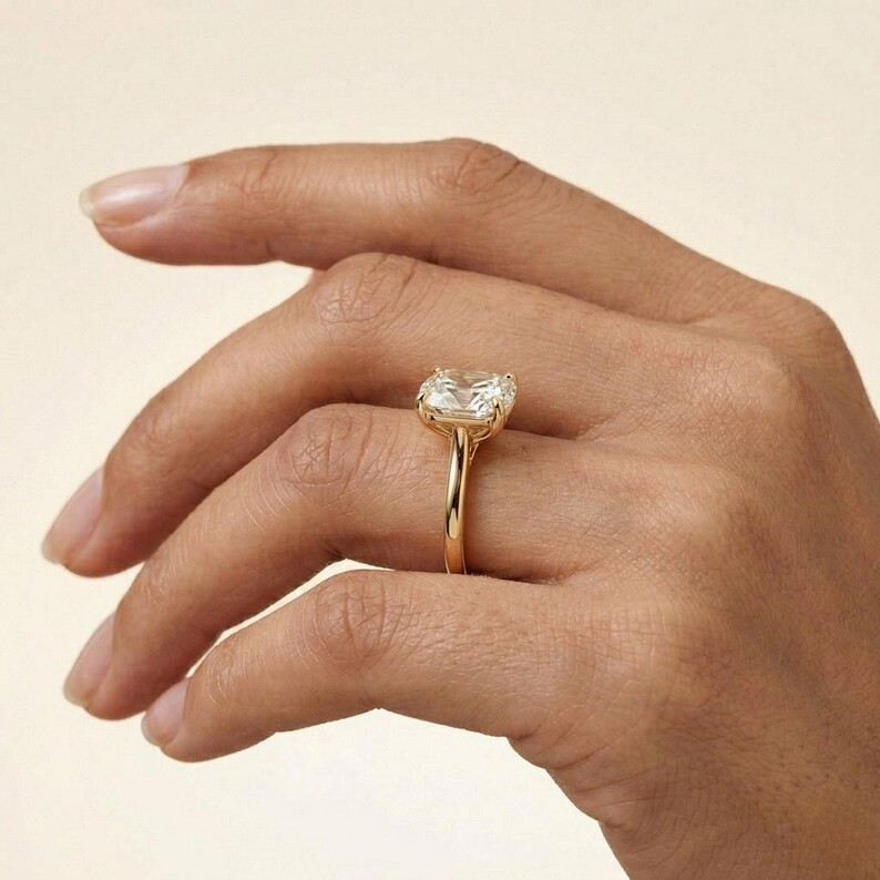 2.5CT Cushion Cut Lab Grown Diamond Ring For Bridal Gift 14k Solid Yellow Gold