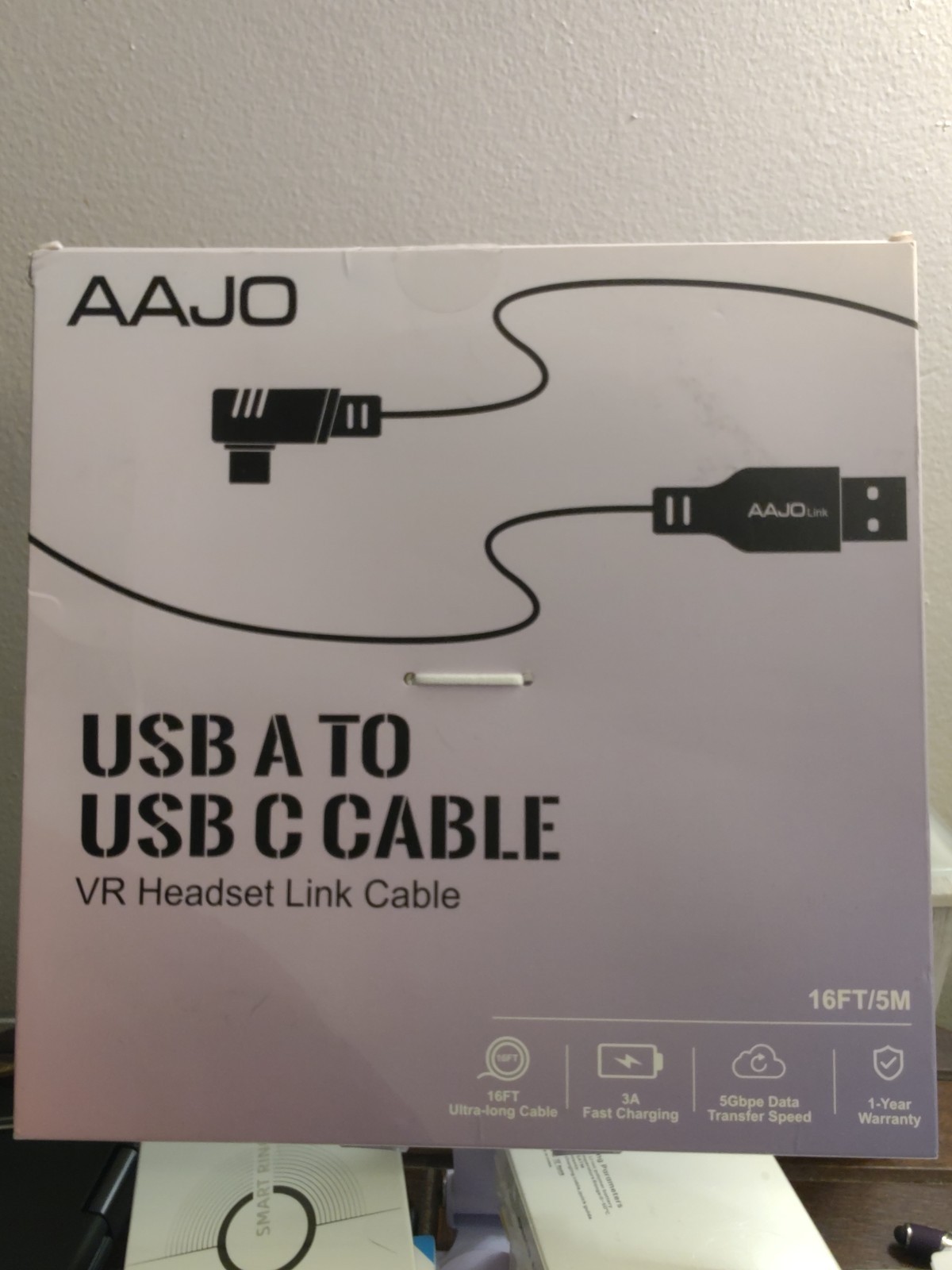 16FT VR Link Cable USB-A to USB-C for Meta Quest 2 / 3 Oculus PC VR 5Gbps