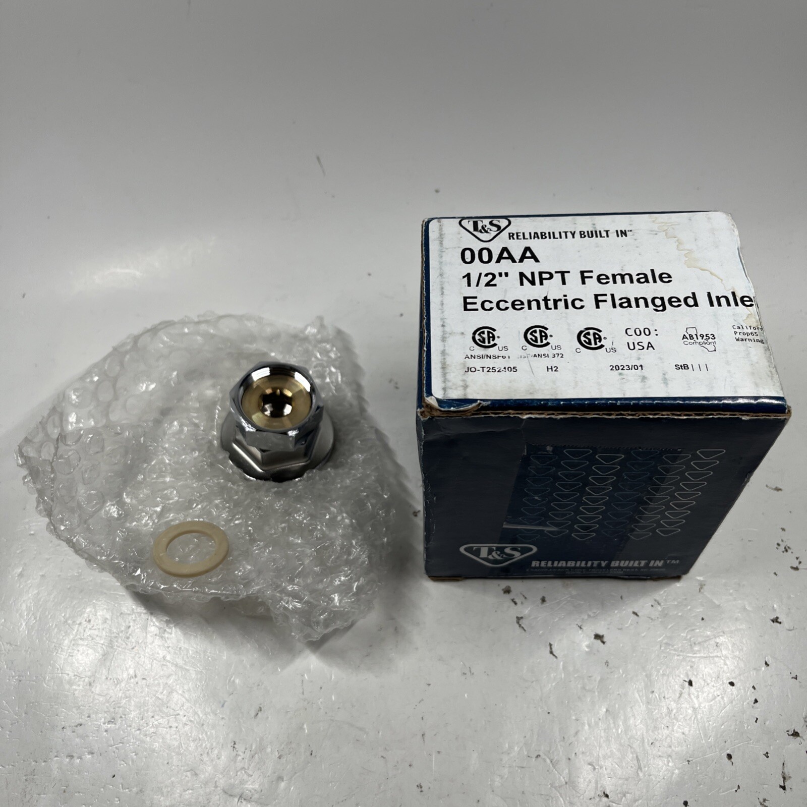 T&S Brass 1/2 Npt Female Eccentric Flanged Inlet 00AA - Free Shipping + Geniune