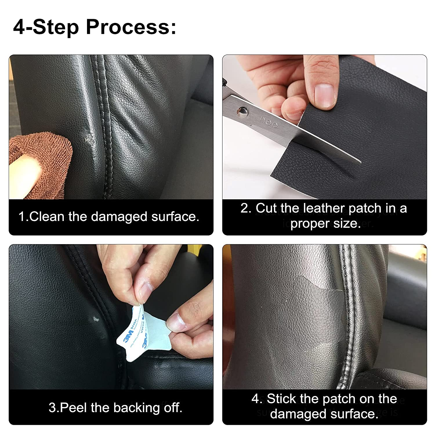 Self Adhesive Leather Repair Patch Tape 3X60 Inch, Vinyl and Leather Repair Kit