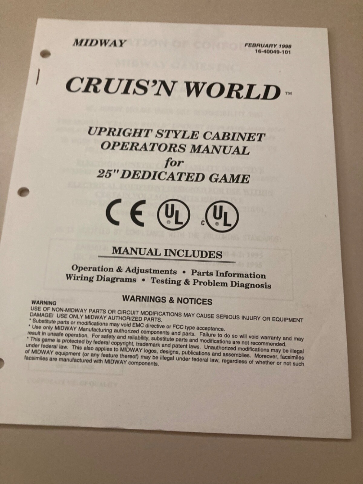 Cruis'n World Arcade Game Manual