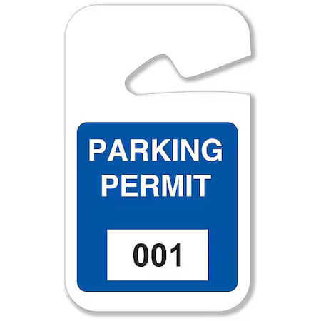 Brady 95201 Parking Permits, Rearview, 001-100, Wht/Blu