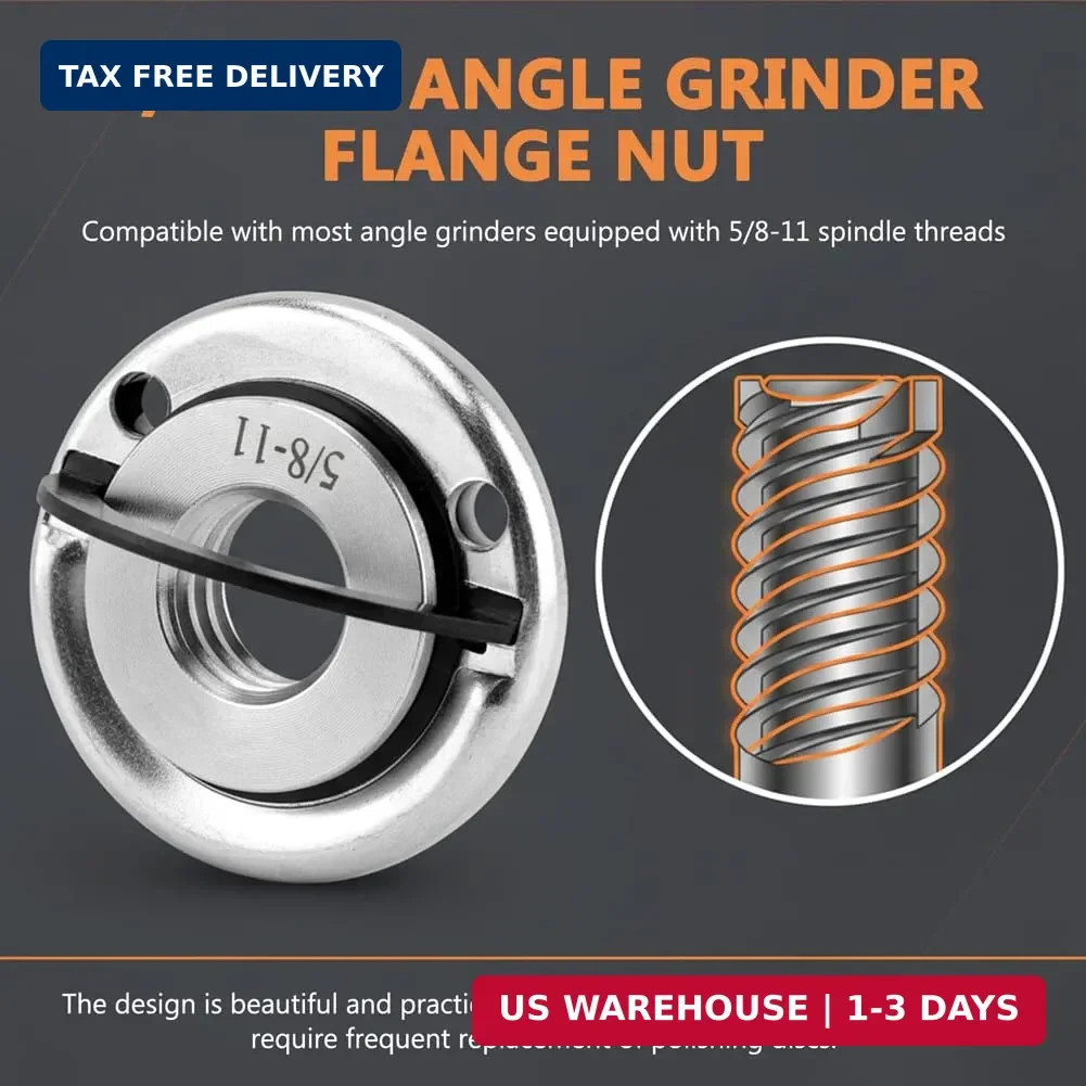2Pcs Angle Grinder Nuts with 2 Lock Nut, 5/8-11 Inch Quick Change Angle Grinder