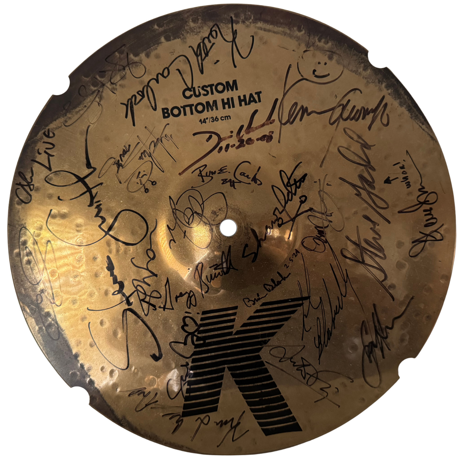 14" Zildjian K Custom Bottom Hi-Hat Cymbal - Signed by Various Zildjian Artists!