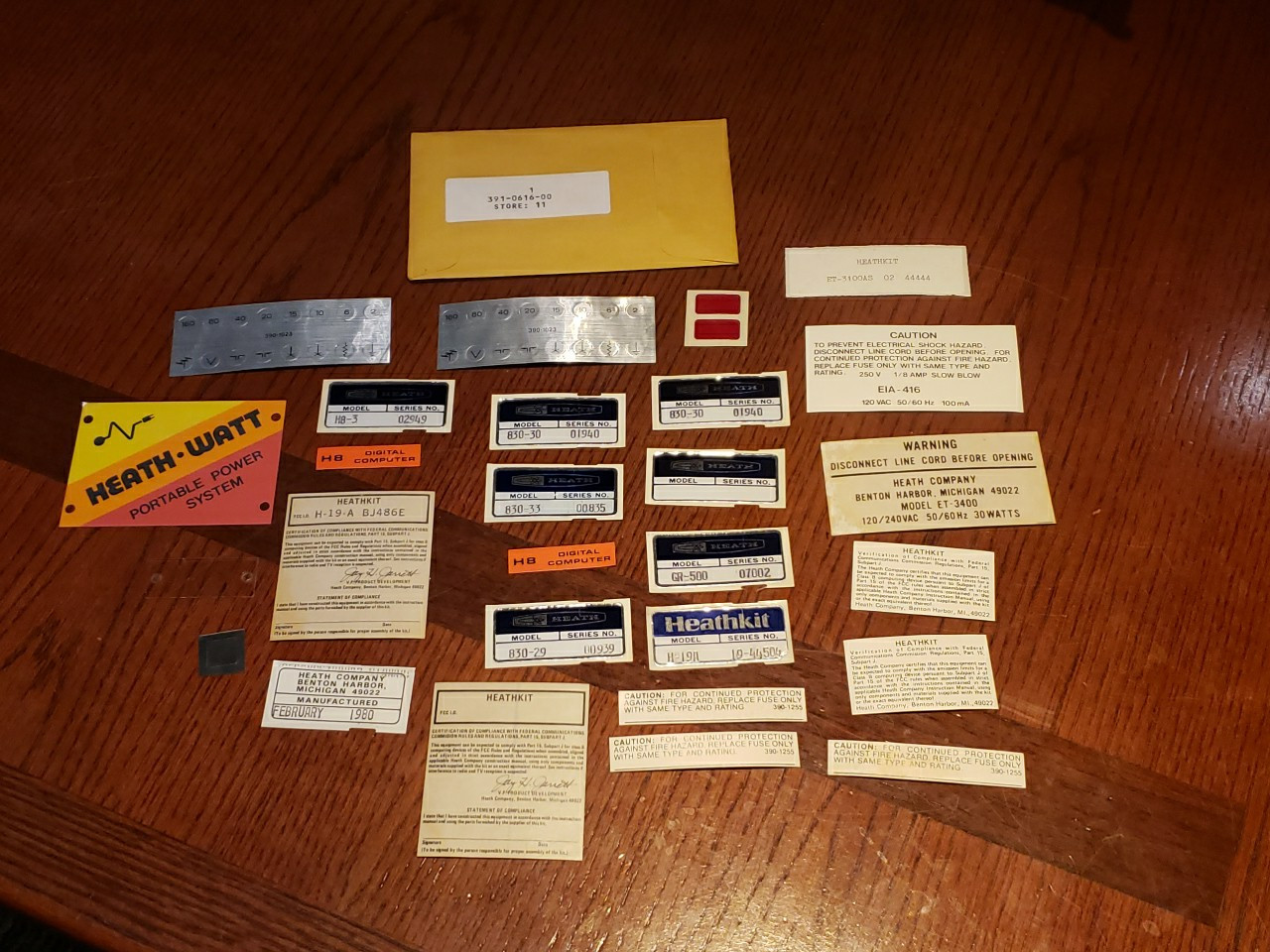 New Heathkit Misc. Label Pack #391-0616