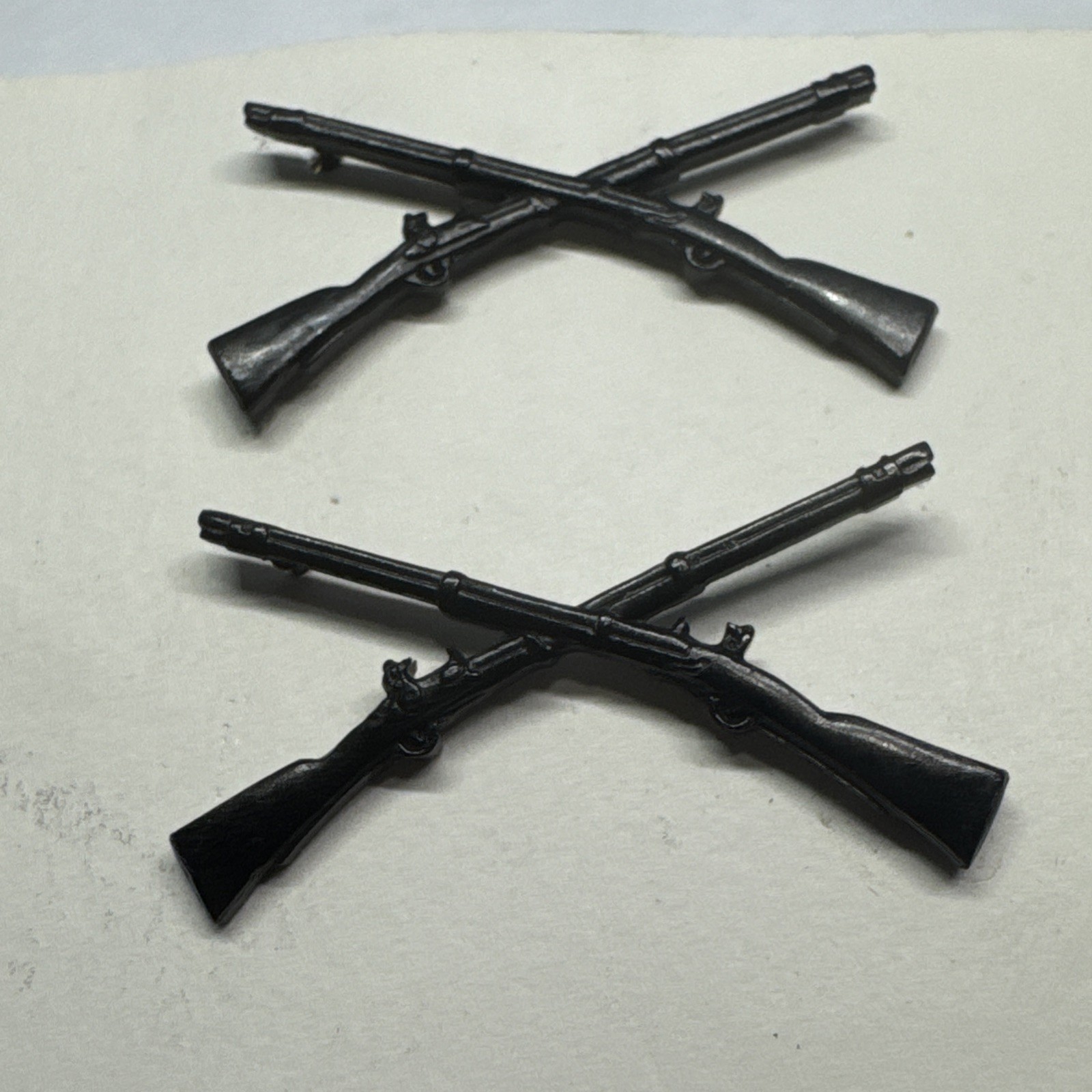 USGI PIN ARMY BOS METAL SUBDUED INFANTRY OFFICER BLACK - 2 Pieces