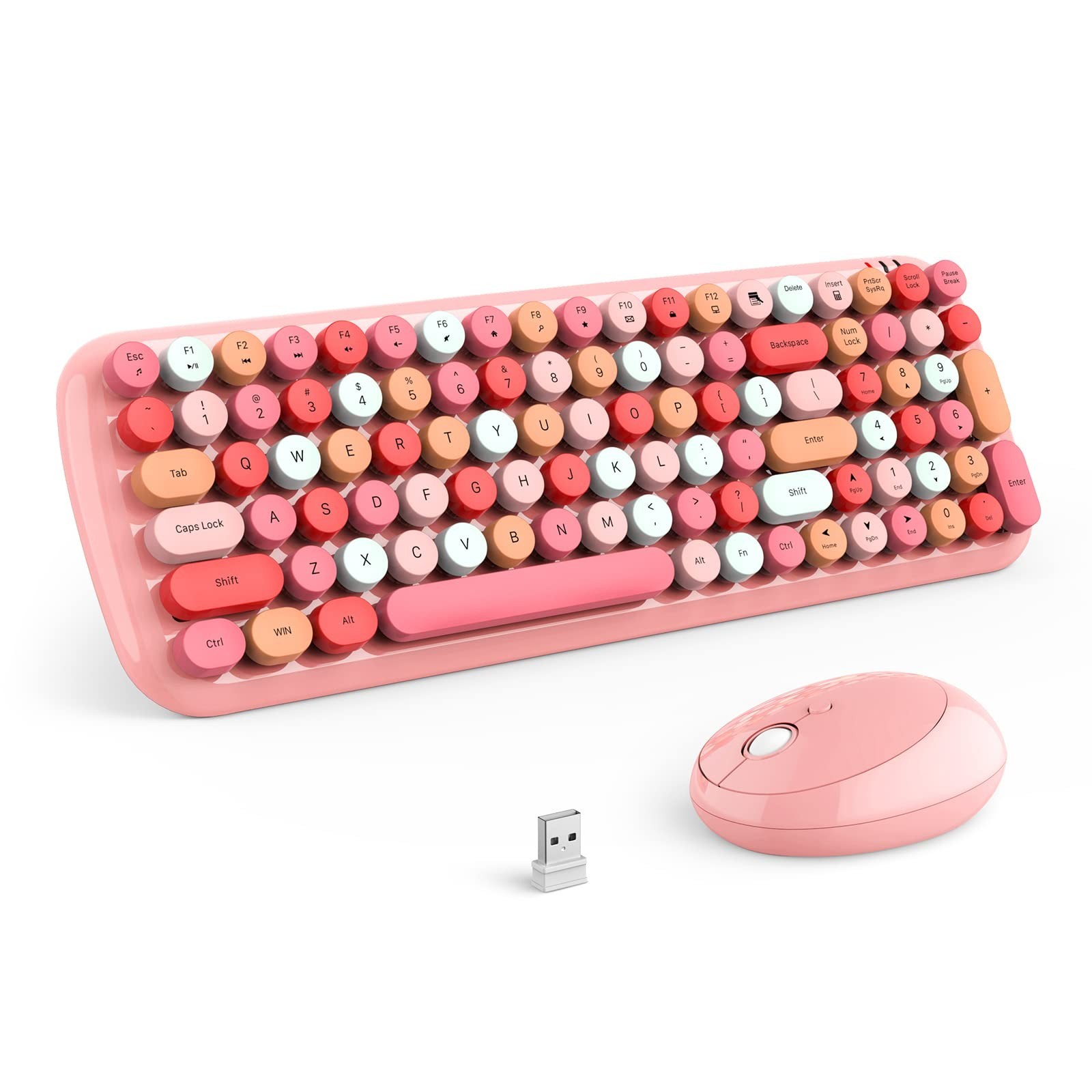 MOFII Wireless Keyboard and Mouse Combo, Full-Size Retro Typewriter-Style Wir...