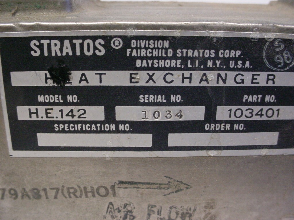 Fairchild/Stratos Heat exchanger #HE142