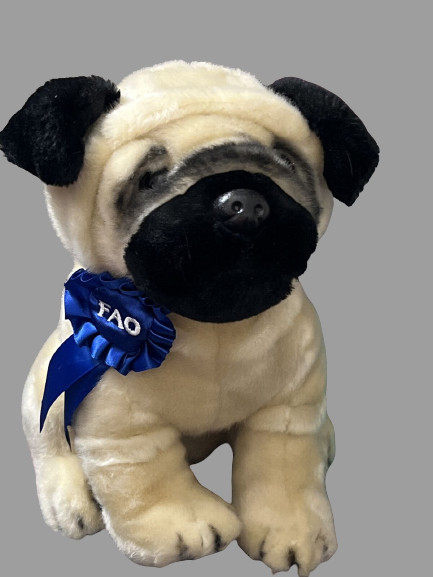FAO Schwarz Blue Ribbon Pug Puppy Plush